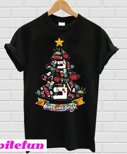 Merry and Bright Christmas tree T-shirt