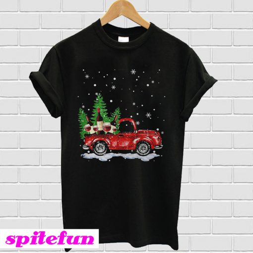 Red truck wine Christmas T-shirt