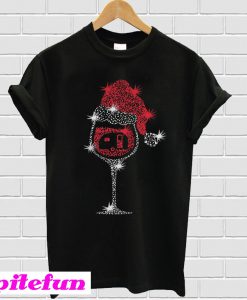 Xmas Wine Glass And Camping T-Shirt
