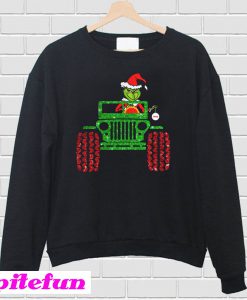Glitter Grinch Drive Jeep Christmas Sweatshirt