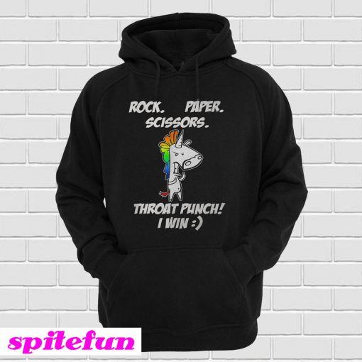 Unicorn Rock Paper Scissors Throat Punch I Win Hoodie