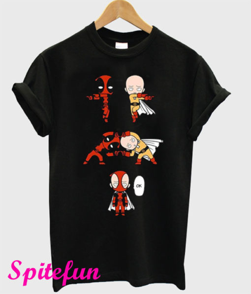 Deadpool One Punch Man Fusion Black T-Shirt
