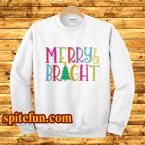 Colorful Merry & Bright Tree Cute Christmas Sweatshirt