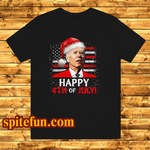 Santa Joe Biden Happy 4th Of July USA Flag Christmas Ugly T Shirt