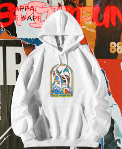 Funny Stay Positive Shark Attack Retro Comedy hoodie TPKJ1
