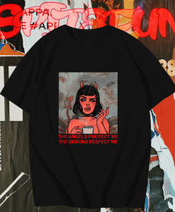 The Angels Protect Me The Demons Respect Me Graphic T-Shirt TPKJ1