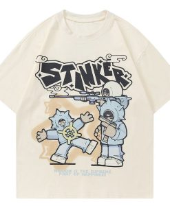 Lemandik Harajuku T-shirt Armed Gunman - Beige _ S