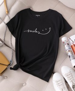 Letter Graphic Round Neck Tee