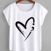 Letter & Heart Print Batwing Sleeve Tee